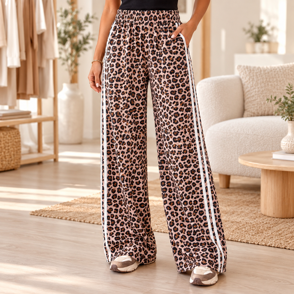 Wild & Free Leopard Stripe Wide-Leg