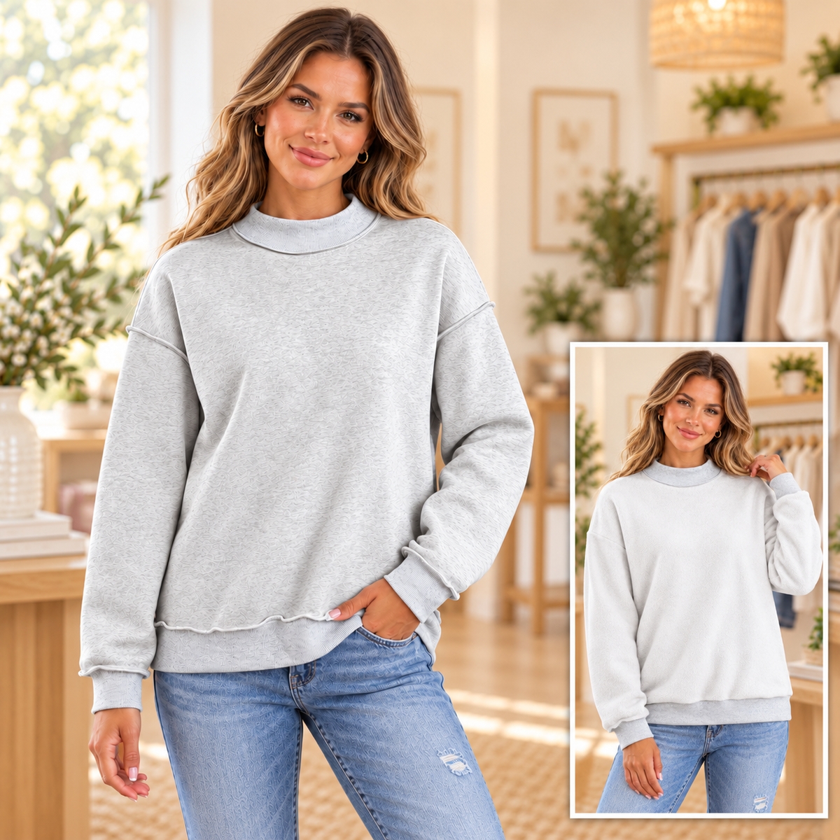 Twice as Cozy Reversible Mock-Neck Sweatshirt