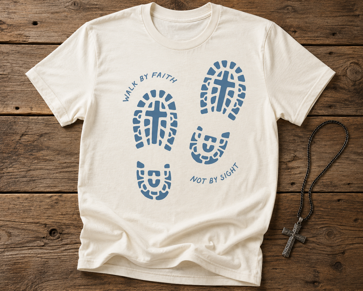 Walk by Faith, Not by Sight Footprint Graphic Tee