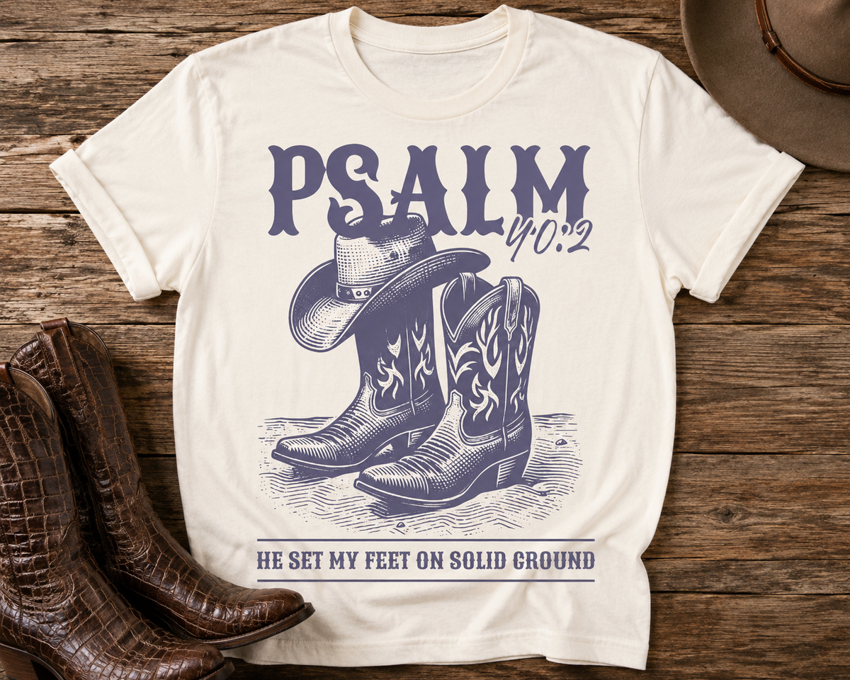 Psalm 40:2 Cowboy Boots Graphic Tee